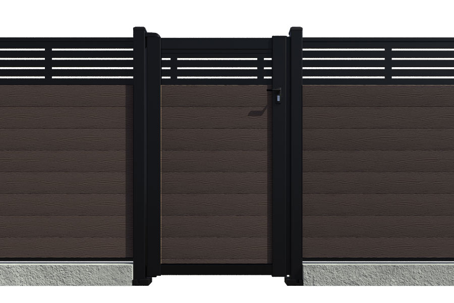 Savadeck kapija sa Natur oblogom i aplikacijom – prikaz pešačke kapije