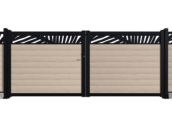 Savadeck kapija Natur sa aplikacijom Cream – prikaz dvokrilne kapije